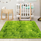 Tie Dyed Grass Green Rug 3x5 ft, Soft Plush Furry Shag Area Rugs Fluffy Fuzzy - Image 8