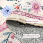 Pink Floral Bow Rug 8x10 for Living Room, Washable Non Slip Area Rug, Soft Boho - Image 5