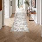 2'x6' Runner Rug Washable Rug: Modern Abstract Soft Thin Runner Rug Brown Grey - Image 4