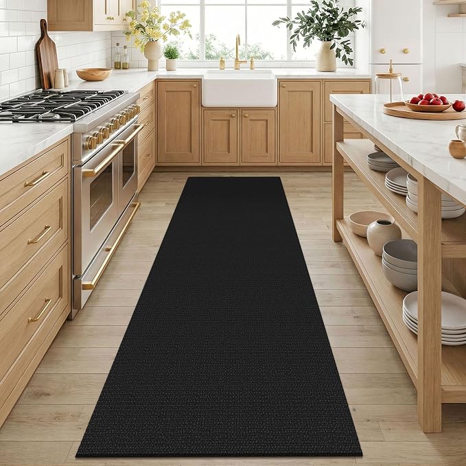 KOZYFLY Black 3x6 Washable Runner Rug, Non Slip Wide Runners - Image 2