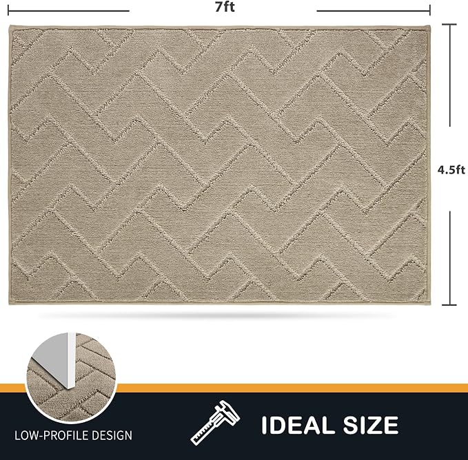 PURRUGS Easy Care Area Rug 4.5ft x 7ft, Non-Slip Machine Washable Entry Rug - Image 2