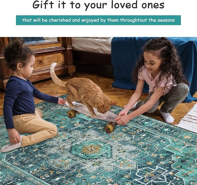 Moynesa Ultra-Thin Washable Vintage Area Rug - Image 5