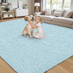 8x10 Area Rug for Living Room:Ultra Soft Fluffy Shag Teal Blue Rugs, Large - Image 4