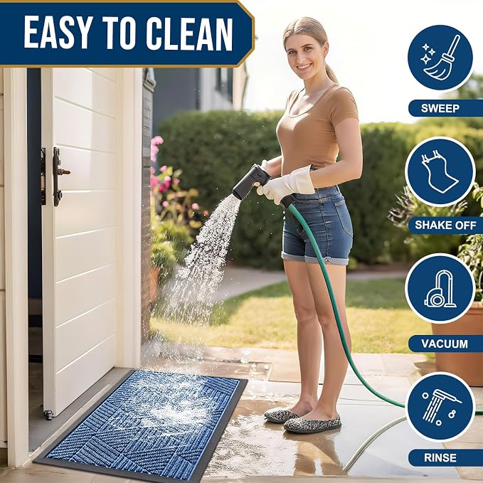 Smiry Front Door Mat Outside Entrance, Heavy Duty Sturdy Natural Rubber Doormat - Image 6