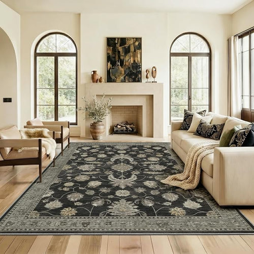 10x14 Area Rug for Living Room-Vintage Farmhouse Boho Floral Washable Stain by Unknown