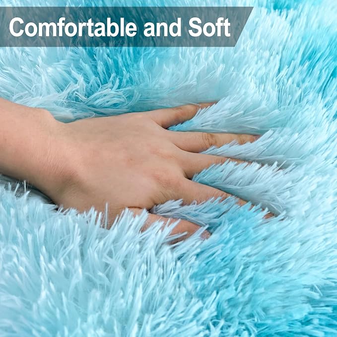 Light Blue Fluffy Rug for Bedroom Living Room, 3x10 ft Soft Sky Blue Bedroom - Image 5