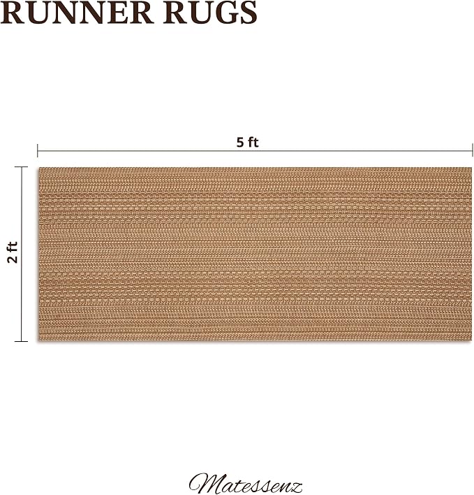MatEssenz 2x5 Cotton Blend Runner Rug, Machine Washable Boho Woven Hallway Rug - Image 2
