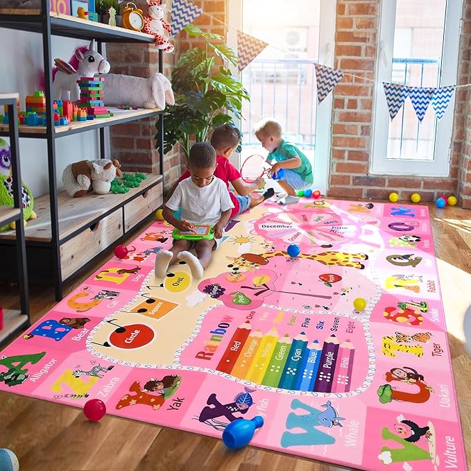 Kids Rugs for Playroom Bedroom Classroom Nursery, Non-Slip and Washable Rugs - Image 5