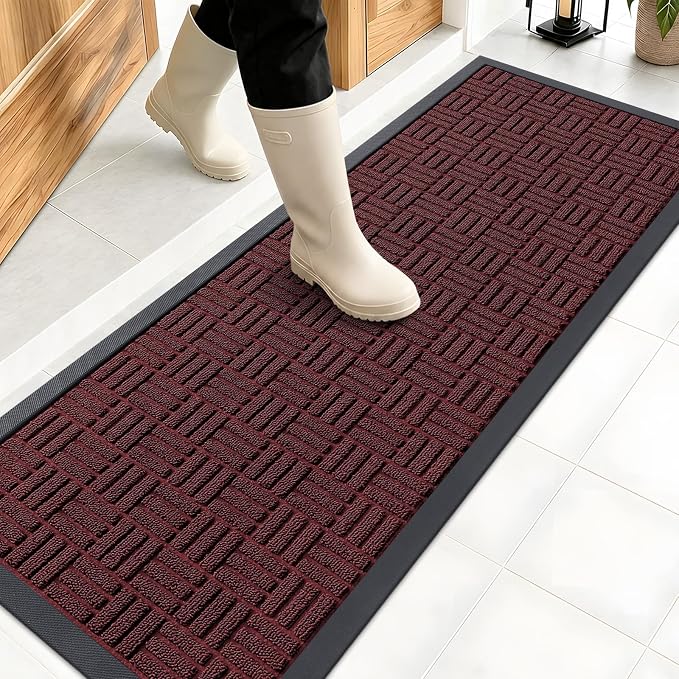 OLANLY Front Door Mat Outside Entrance 47x17, Heavy Duty Sturdy Natural Rubber by OLANLY