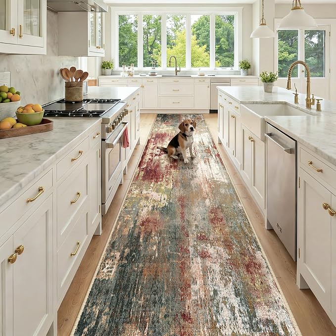 RELEANY Washable Area Rugs 3x12 Non-Slip Modern Abstract Soft by RELEANY