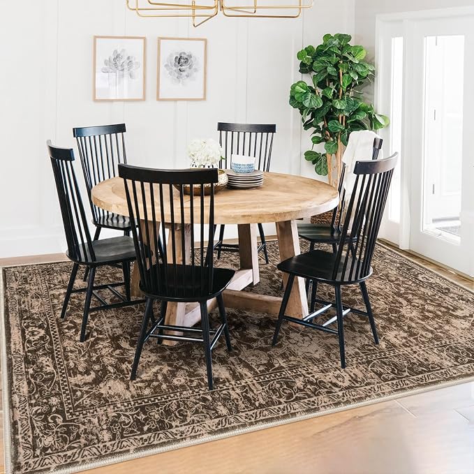 KILOCOCO Area Rug 5x7 Living Room Rug Washable Printed Vintage Floral Non Slip - Image 2
