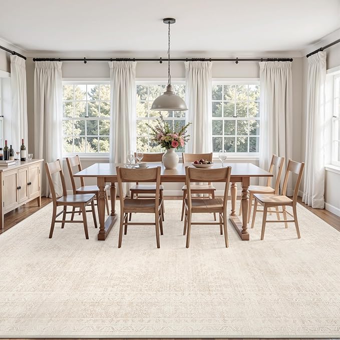 10x14 Area Rugs for Living Room: Vintage Boho Neutral Washable Rug Indoor Soft - Image 3
