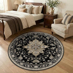 RELEANY Area Rugs Round 4ft Washable Non-Slip, Floral Vintage Distress by RELEANY
