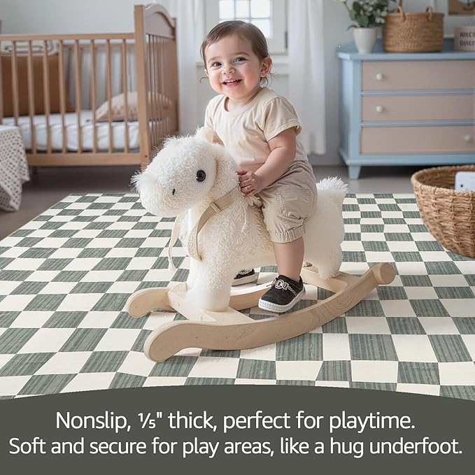 jinchan 8x10 Checkered Area Rugs - Image 4