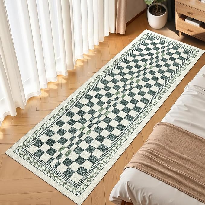 GarveeHome 2x6 Runner Rug for Bathroom Modern Abstract Checkered Carpet - Image 7