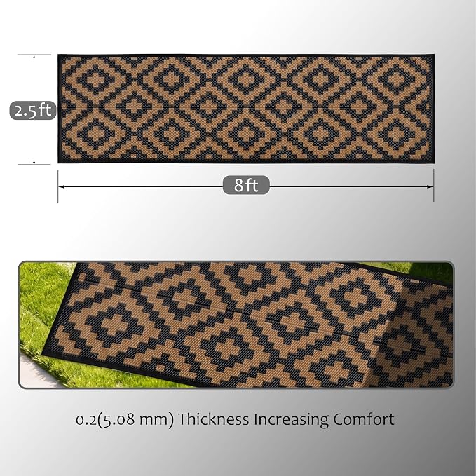 SAND MINE Reversible Mats, Plastic Straw Rug, Modern Area Rug, Large Floor Mat - Image 2