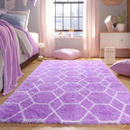 ONASAR Area Rugs for Bedroom Living Room, 4x6 Fluffy Purple and White Throw Rug by ONASAR