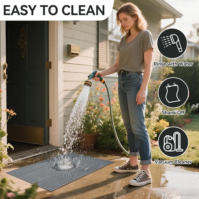 Front Door Mat 24''x35'', Absorbent Dirt Resist Washable Non Slip Low-Profile - Image 7