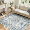 RELEANY Area Rugs 4'x6' Washable Non-Slip, Floral Vintage Distress Medallion by RELEANY