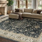 RELEANY Area Rugs 7'x10' Washable Non-Slip, Floral Vintage Distress Medallion by RELEANY
