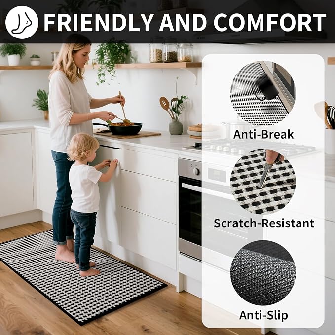 YDKGL Kitchen Rugs Non Slip Washable, Rubber Backing Soft Chenille Braided - Image 3