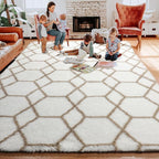ONASAR Rugs for Living Room Bedroom, 5x8 Fluffy White and Beige Area Rug - Image 8