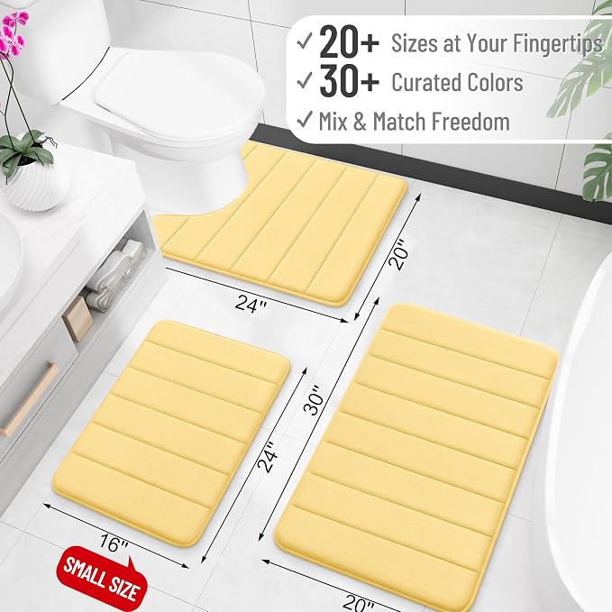 OLANLY Memory Foam Bath Mat 30x20, Super Soft Absorbent Bathroom Rugs, Quick Dry - Image 2