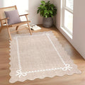 GarveeHome Scalloped Bow Rug for Living Room, Solid Camel Rug for Dorm by GarveeHome