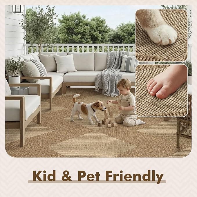 MontVoo-Outdoor Rug Carpet Patio Rug 8x10 Polypropylene Indoor Outdoor Rugs - Image 6