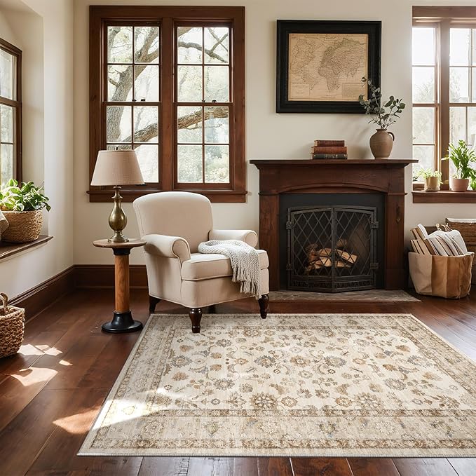 Machine Washable Entryway Throw Rug: Door Mat Indoor Entrance 4x6 Rug Small by palohom