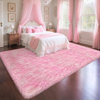 Fluffy Pink Rugs for Bedroom Girls Room, Large Plush Area Rug 6x9 Pink Shag - Image 2