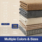 Faux Jute Area Rug 5'x7', Washable & Non-Slip, Taupe & White | 0.27" Low Pile - Image 7