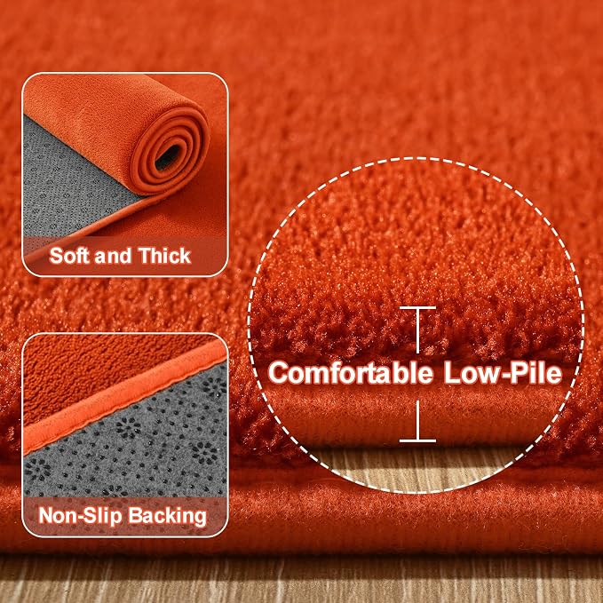 Amearea Modern Area Rugs for Bedroom Living Room, 4x6 Feet Orange Thickened - Image 3