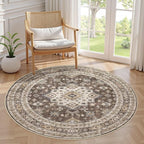 5ft Round Vintage Living Room Area Rug by COTILED