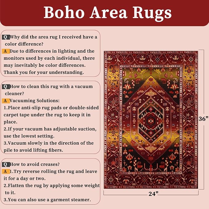 SERISSA Boho Rugs for Entryway, 2x3 Washable Non-Slip Rug Small Area Rug - Image 2
