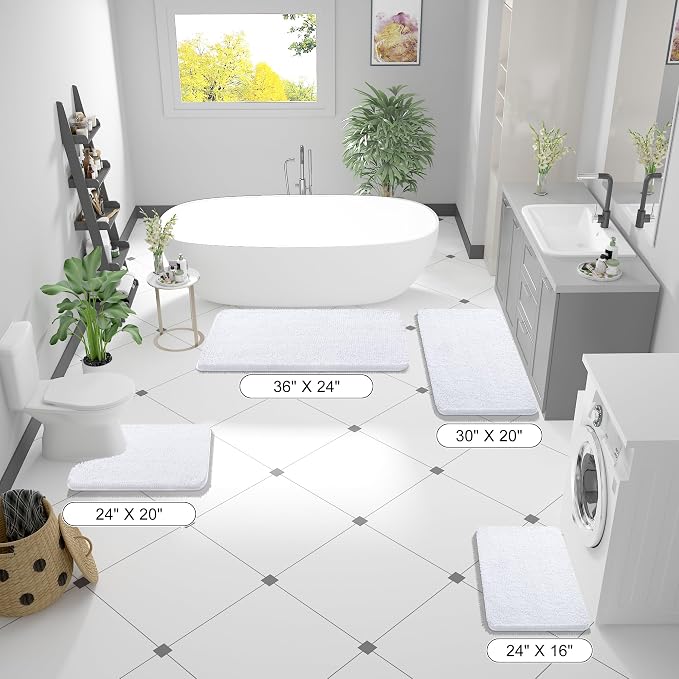 OLANLY Bathroom Runner Rugs 47x24, Extra Soft Absorbent Chenille Bath Rugs - Image 2