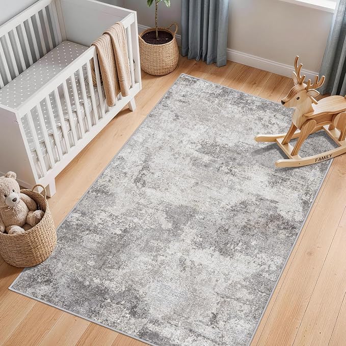 Abstract 3x5 Entryway Area Rugs: Machine Washable Anti-Slip Cozy Rug - Image 3