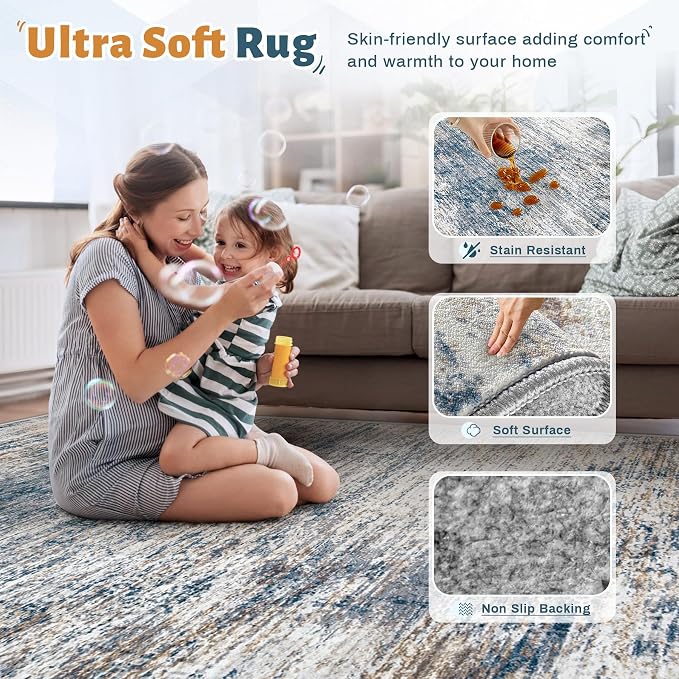 XLUEZ 6x9 Area Rugs for Living Room, Washable Modern Abstract Large Area Rug - Image 4