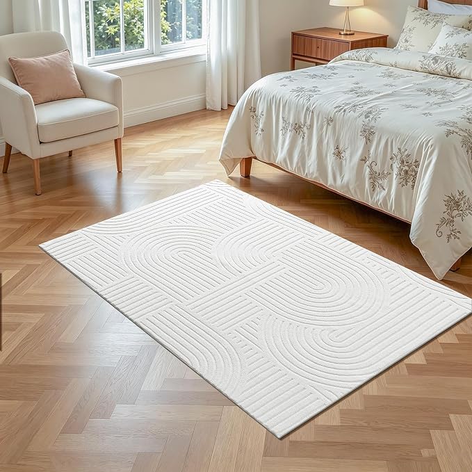 Pauwer 4x6 Washable Area Rugs for Living Room Modern White Solid Color Soft - Image 9