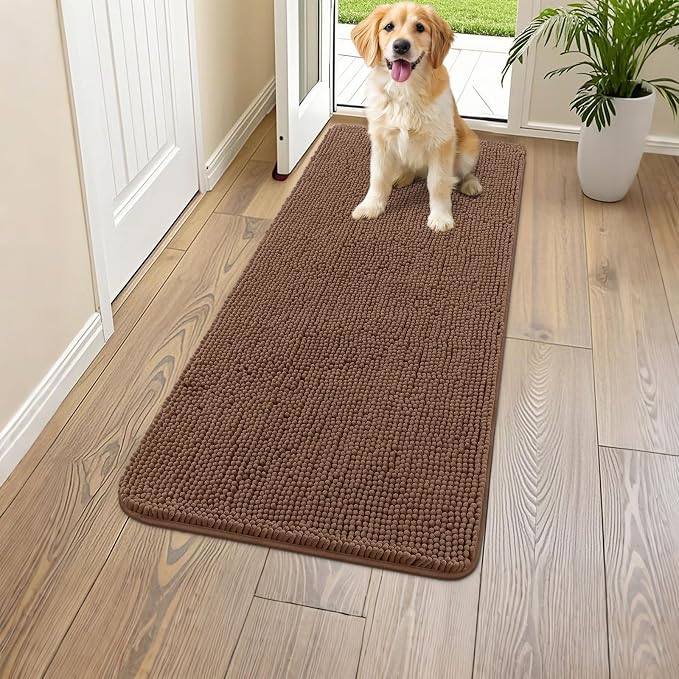Smiry Dog Door Mat for Muddy Paws 47x24, Absorbent Dirt Trapper, Non-Slip by Smiry
