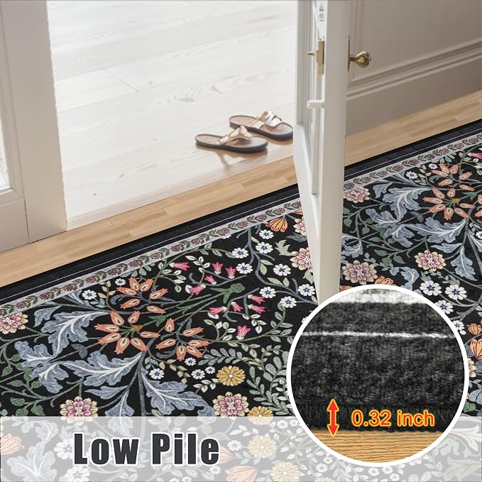 8x10 Area Rugs for Living Room: Floral Washable Rug Vintage Large Soft Boho - Image 8