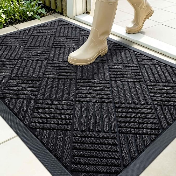 OLANLY Front Door Mat Outside Entrance 35x23, Heavy Duty Sturdy Natural Rubber by OLANLY