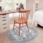 KILOCOCO Round Rug 3ft Vintage Floral Small Circle Rug Machine Washable - Image 8