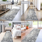 2x8 Washable Non-Slip Hallway Runner Rug – Modern Coastal Abstract Neutral - Image 3