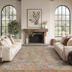Rugxara Floral Rug for Living Room Bedroom, 4x6 Washable Rug, Vintage Boho Style - Image 2