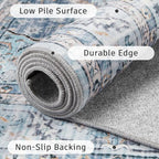 DCX Blue 8x10 Rug, Machine Washable Stain Resistant Kid & Pet Friendly - Image 4