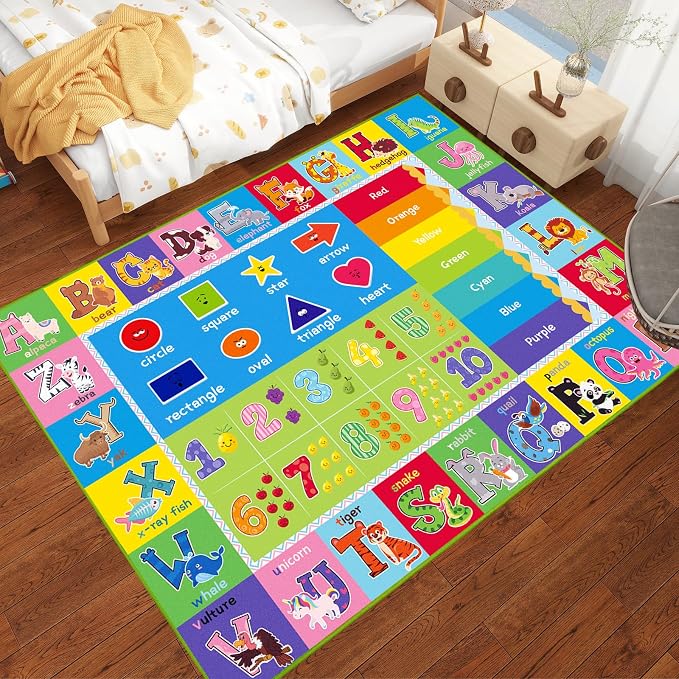 Kids Rug for Playroom, ABC Carpet Educational Play Mat for Kids, Preschool Rugs - Image 6