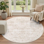 Round Area Rug for Living Room: 6ft Washable Vintage Boho Soft Thin Circle Rug - Image 2