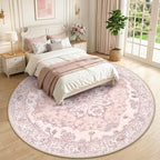 RELEANY Area Rugs Round 10ft Washable Non-Slip, Floral Vintage Distress - Image 2