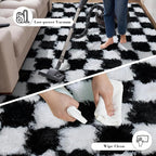 Checkered Rug for Bedroom, 3x7 Black and White Area Rugs, Classic Checkered - Image 7